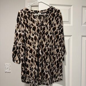 Sew In Love Leopard Print Tunic Top in Black, Brown, Cream